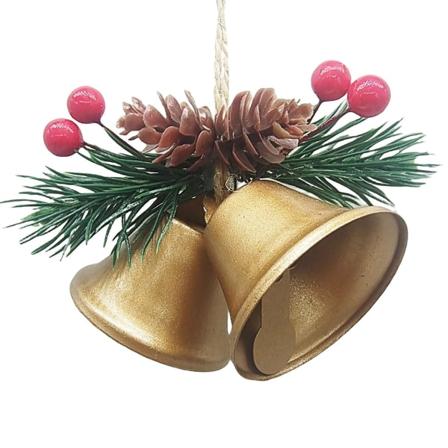 Juleklokker Ornamenter Metall Trompet Bells Xmas Tree Hanging Ornament NYTT(Gull)
