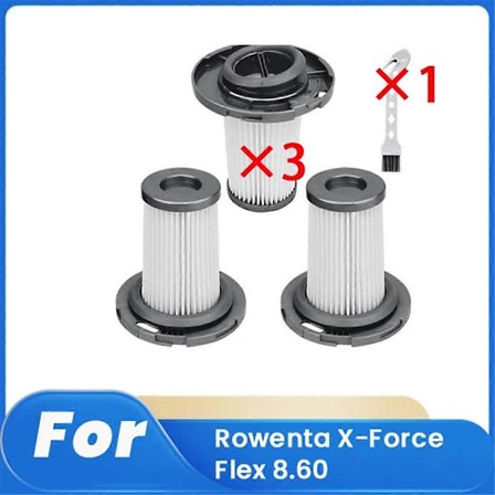 3 stk. HEPA-filtre med rengøringsbørste til Rowenta X-Force Flex 8.60
