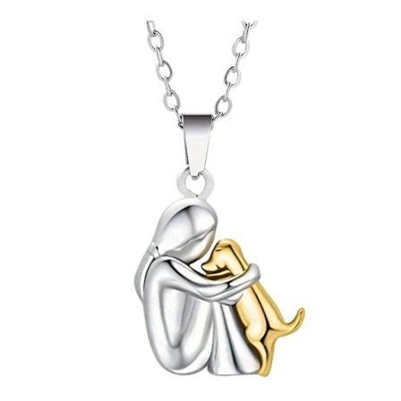 Jente som klemmer hund anheng halskjede/øredobber håndlagde vennskapssymbol smykker stilig dyretilbehør for dyreelskere