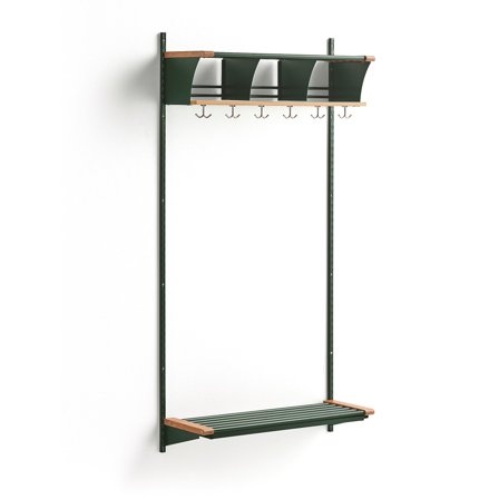 Garderobenschrank JEPPE mit 3 Fächern, Grundelement, 1790x900x310 mm, grün/eiche
