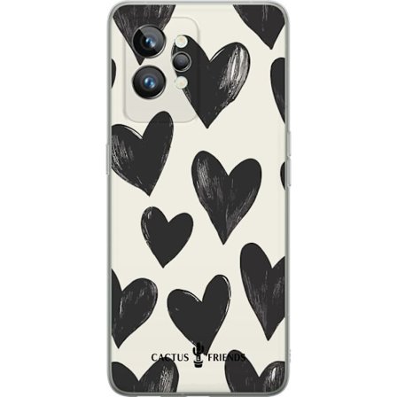 Kompatibel Mobilcover til Realme Realme GT2 Pro Cactus and Friends - Bold Black Love Pattern