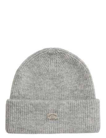 Rib Knitted Beanie Hat Accessories Headwear Beanies Grey Superdry