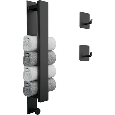 FlkwoH Handduksstång för badrum, självhäftande väggmonterad handduksstång, 304 rostfritt stål handduksstång, för badrum och kök-matt svartMatt svart