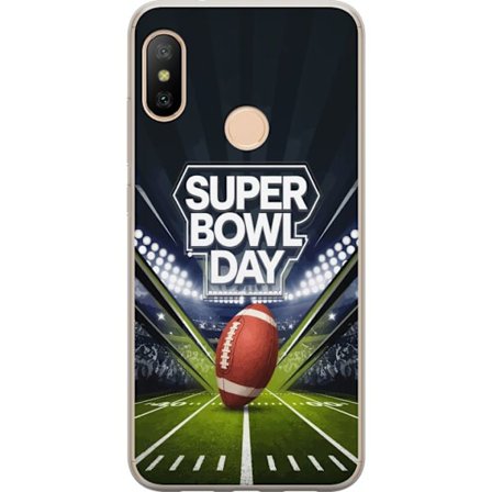 Kompatibel Mobilcover til Xiaomi Redmi 6 Pro Super Bowl Day plakat med amerikansk fodbold på oplyst arena i dramatisk sportsdesign