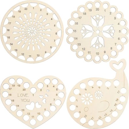 4 stycken broderitrådshållare i trä för korsstygn, trådarrangör, trådhållare i trä för korsstygn, broderitillbehör