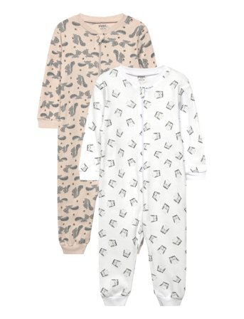 Pippi Nightsuit -Zipper (2-Pack) - Beige - 68