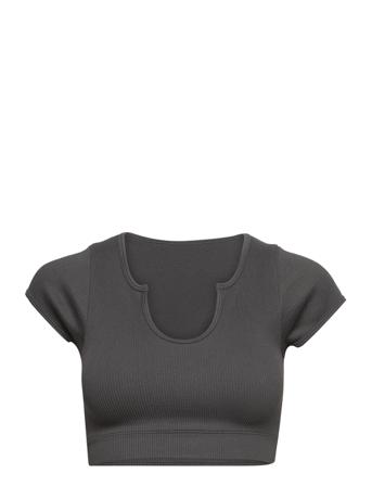Gh Female Sleep Crop Tops Short-sleeved Crop Tops Grå Gilly Hicks