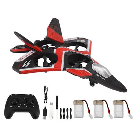 S80 RC Jet Plane Airplane Drone Fixed Wing Flip 3 hastigheter Lufttryckspositionering Kraftfull belysning RC Drone leksak för barn Röd 3 batteri