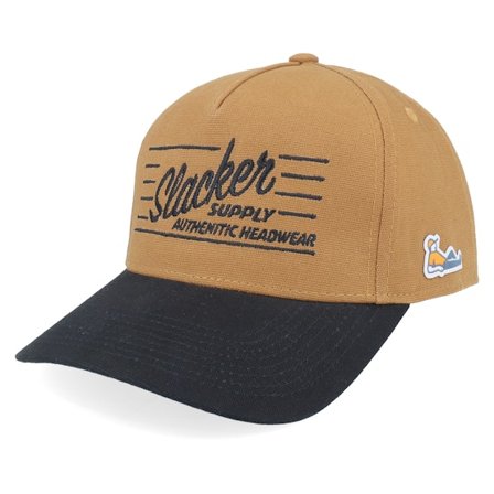 Slacker Supply - Brun adjustable Keps - Retro Logo Canvas Caramel/Black A-frame Adjustable @ Hatstore