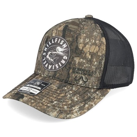 Skillfish - Camo trucker Cap - Grisjävel Silver Realtree Timber/Black A-frame @ Hatstore