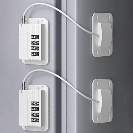 Paket med självhäftande kylkylskåpslås för vuxna, vitt, kombinationslås, säkerhetslås för kyl, för barn, elektrisk minikylskåp, dörr - perfekt