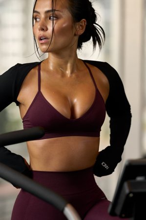 Smooth Seamless Strappy Sports Bra Dark Mahogany