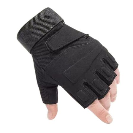 Udendørs taktiske handsker Halvfingerhandsker SORT M M