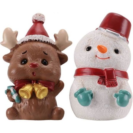 Miniatyrfigurer 2 st (Ren 5*4 cm, Snögubbe 5*3,5 cm)