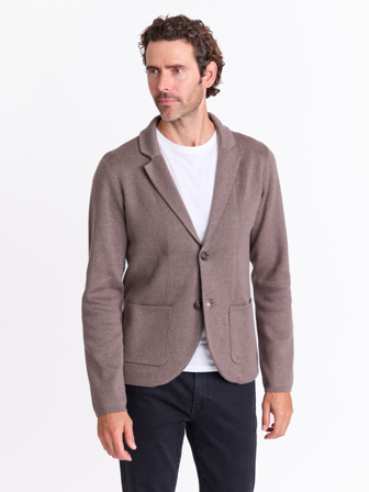 MATCH - Felice strikket blazer - Mario Conti - Str. S - Herre - Blazere - Brun - 54% lyocell, 28% nylon-resirkulert, 18% bomull