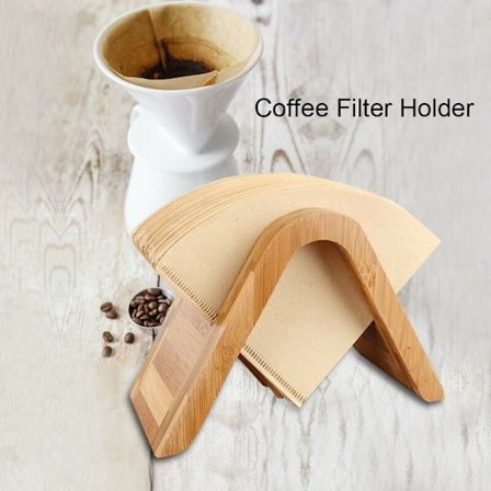 Kaffe filterholder, roterende bambus tre kaffe filterholder kaffepapir oppbevaringsstativ kaffe filterpapir dispenser holder dispenser display KLB