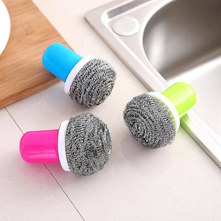 Grillbørste Sterk Dekontaminering Stålkule Kjøkken Rengjørings Gadget Blå, 3 Stykker, Rød Blå Grønn
