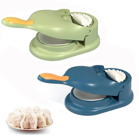 2 Set 2 i 1 Dumpling Skin Maker Press Maskin Wrapper Form Deghandtag Verktyg Dumpling Form Press (Blå+Grön)
