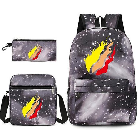 Fritid Student Skolesekk Ryggsekk Liten Skulderveske Penal Tredelt Sett-FARGE: Himmelsgrå