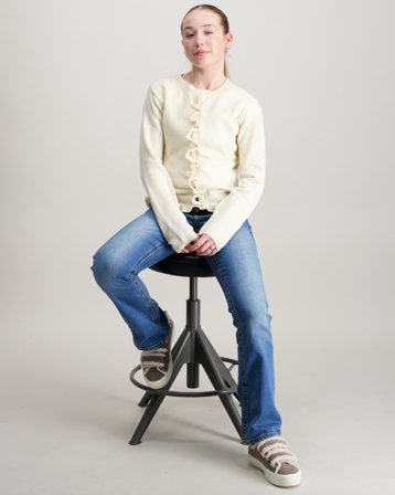 Kids ONLY KOGSHELDA LIFE LS O-NECK RUFFLE CARD KNT Beige Tröjor Tjej - Kids Brand Store