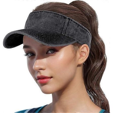 Solskærmshat - Solskærme til kvinder, vasket bomuldsdenim, klassiske ensfarvede kasketter, justerbar kasket