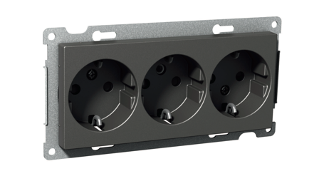 Schneider Electric Exxact Stikkontakt 3-veis, 16 A, skruetilkobling, Strømbrytere & vegguttak