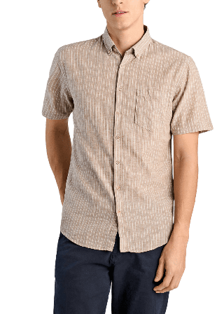 Lindbergh Cotton/linen shirt S/S Kortärmade skjortor Herr Beige XL