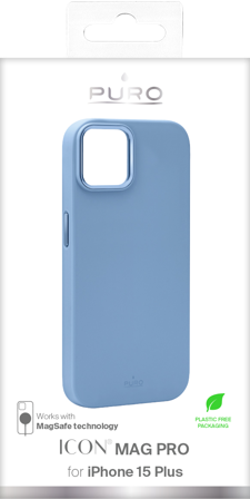 PURO iPhone 15 Plus silicone cover ICON MAG PRO, light blue
