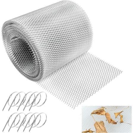 Alumiininen syöksytorven suoja 16 cm x 12,2 m, suodatinmetalli syöksytorven suoja rullaverkko lehtien suodatin syöksytorven vaahto, lian, mudan ja 