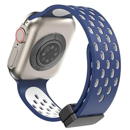 Magnetisk Rem För Apple Watch Ultra Band 49Mm 44Mm 45Mm 41Mm 40Mm 42Mm 38Mm Silikone Correa Armband Iwatch-Serien 8 Se 7 6 5 4. Blue White 38MM 40MM 