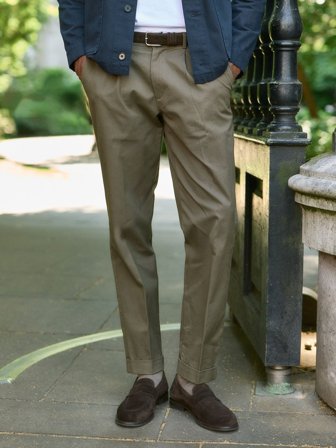 John Henric Men's Grüne Plissee-Hose Relaxed Fit Size 56