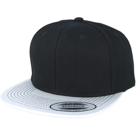 Yupoong - Svart snapback Keps - Metallic Visor Black/Silver Snapback @ Hatstore