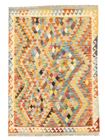 Tejida A Mano Kilim Afghan Old Style Alfombra 125X176 De Lana Naranja/Marrón Pequeño