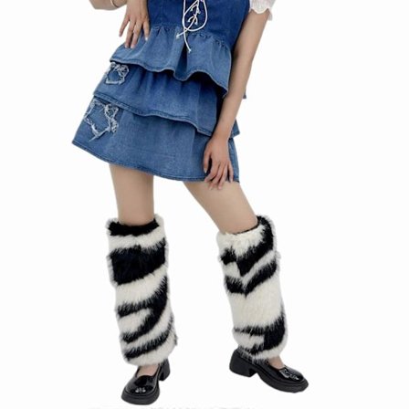 Furry Party Kostume til Kvinder Sexet Faux Pels Fuzzy Lange Støvler Sko Manchetter Beskyttere Benvarmere/Støvleærmer/Støvleovertræk Gave