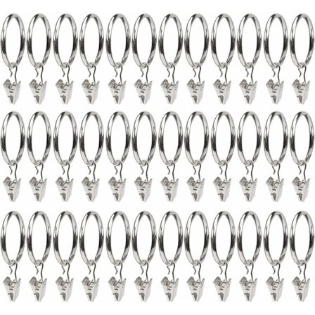 38mm Gardinclips, Gardinclips, 36-pak Gardinringe med Clips, Fremstillet af Jern, med Clips, Stærk og Holdbar (Hvid) HIASDFLS