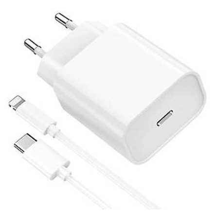 20W Snabbladdare + Lightning USB-C Kabel för iPhone