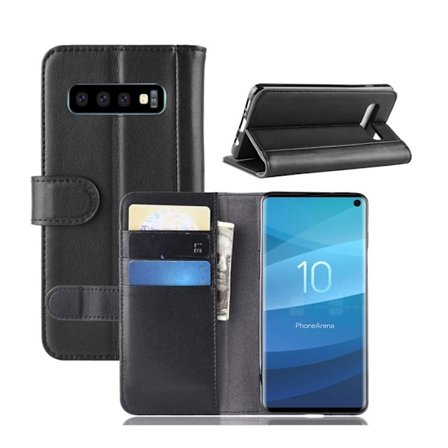 Samsung Galaxy S10 ægte split læderetui - Sort