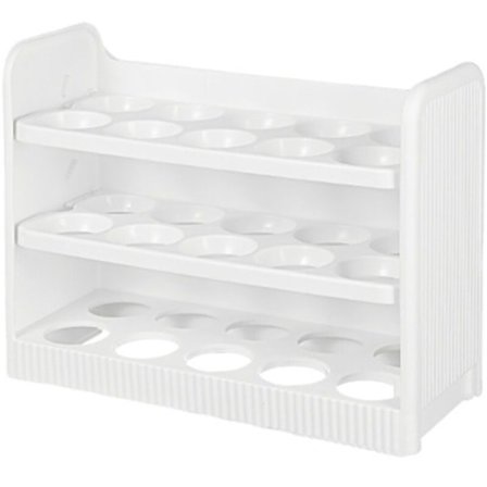 Kjøleskap Egg Holder for Kjøleskap Dør, 3-Lag Kjøleskap Egg Brett, Kjøleskap Egg Beholder (Hvit)