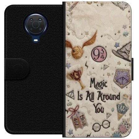 Yhteensopiva Lompakkokotelo Nokia Nokia G20 Kirjailtu taianomainen kuvaus, jossa on symboleja, lainauksia ja satumaailmaa, joka on inspiroitunut satui