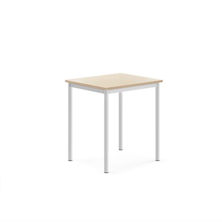Tisch SONITUS, 700x600x760 mm, Hochdrucklaminat Birke, weiß