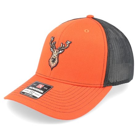 Hunter - Orange trucker Kasket - Deer Logo Patch 112 Split Orange/Black Trucker @ Hatstore