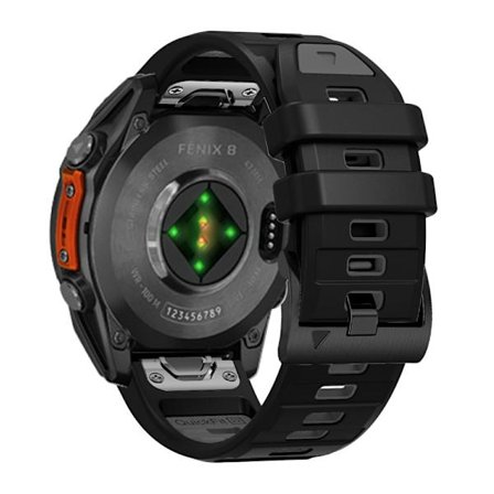 26mm Klockarmband Garmin Fenix 8 51mm / Instinct 2X / Fenix 7X / Enduro 2 , Dual Color Silicone Replacement Strap - Svart + Kolgrå