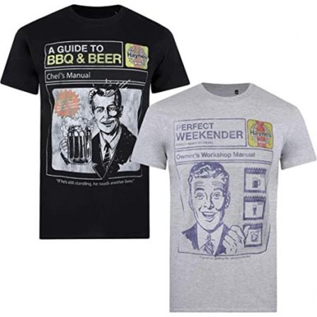 Haynes Mens Bbq And Beer T-shirt (pack Om 2) S Svart/grå