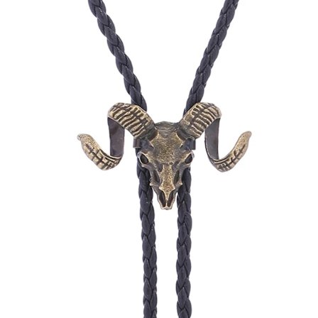 Vintage Bolo Tie för Män - Ko-Skalle Design Cowboy Slips - Svart Läder Bolo Halsband[co]