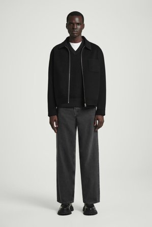 COS Men's Double-Faced Wool Harrington Jacket in Black