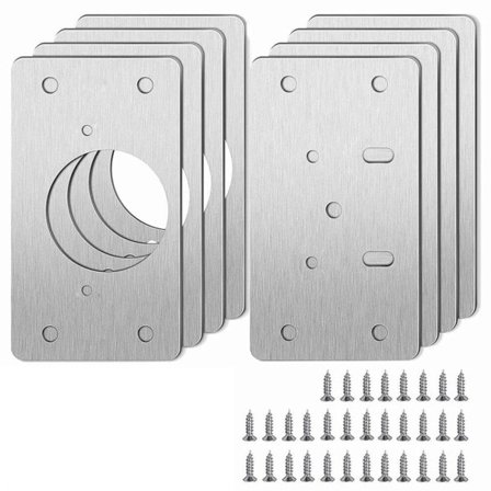 Høj kvalitet 4 par rustfrit stål hængsel reparation plade til skab møbler hængsler montering værktøj