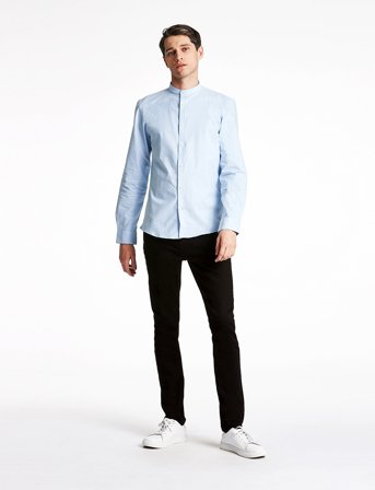 Lindbergh Yarn Dyed Oxford Superflex Shirt - Blue - M