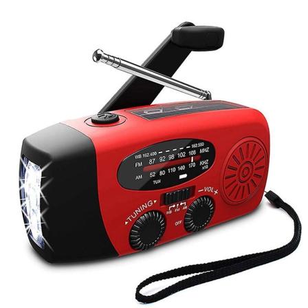 Vind op solradio, overlevelses håndsvingdynamo AM/FM nødvejrradio, med genopladelig USB-telefonoplader