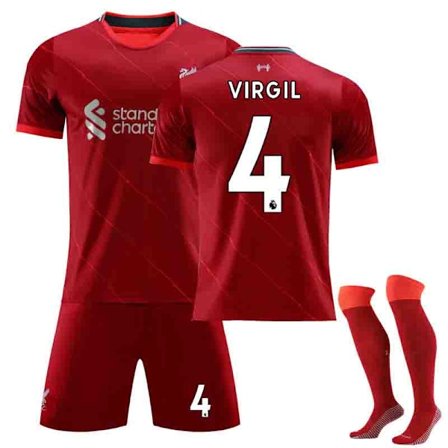 21-22 Liverpool Fotballklubb Drakter NO.4 VIRGIL Trøyer Barn Voksen Fotballutstyr med Sokker