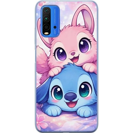 Yhteensopiva Puhelinkuori Xiaomi Xiaomi Redmi Note 9 4G Suloinen kawaii-aiheinen kuvaus vaaleanpunaisilla ja sinisillä fantasieläimillä, suurilla s